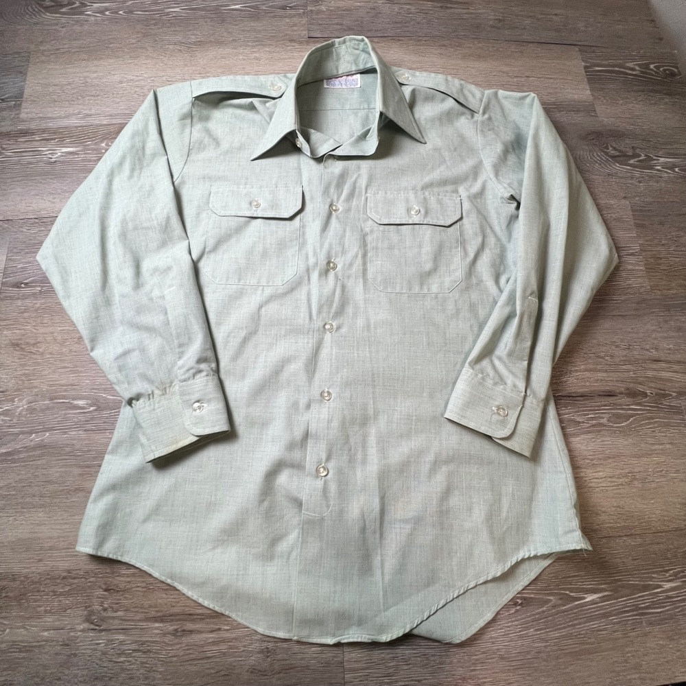 Creighton Shirt Mens 15.5 x 32 Green Military Utility Uniform Long Sleeve USA